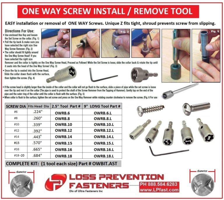 OneWay Tamperproof Security Bits